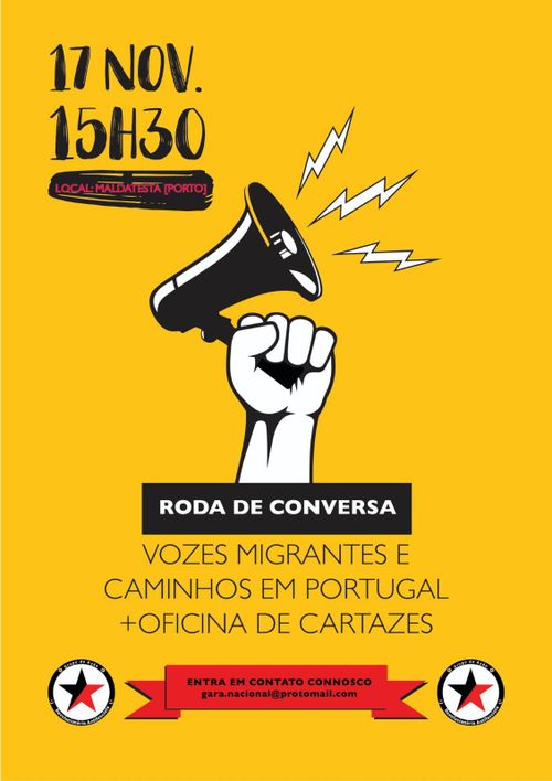 Roda de conversa. Vozes migrantes e caminhos em portugal+oficina de cartazes