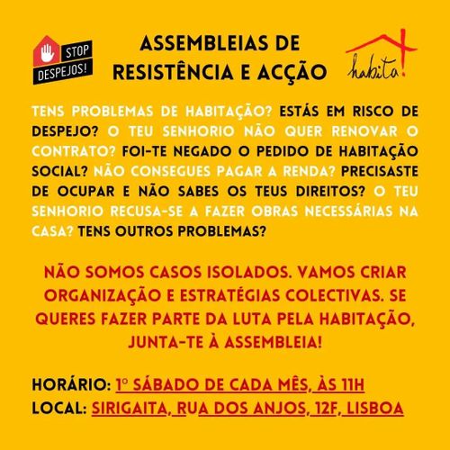  Assembleias de resistência e acção da Habita-Stop Despejos