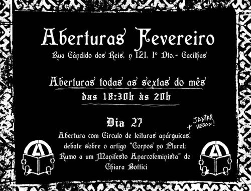 Círculo de Debate, agora sobre o tema : Anarcofeminismo.