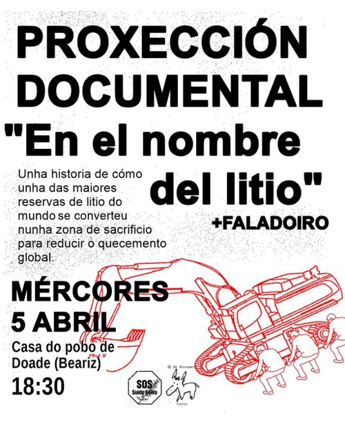 Proxécion documental "En el nombre del litio" + Faladoiro