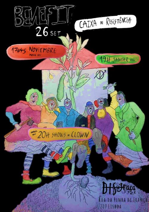 [benefit] MAGIA na catacumbas [cinema + pancakes&pizza + anarco-clown show]