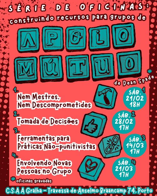 Oficinas “construindo recursos para grupos de apoio mútuo” 