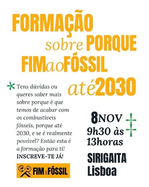 Formação sibre Porque Fim ao Fóssil até 2030