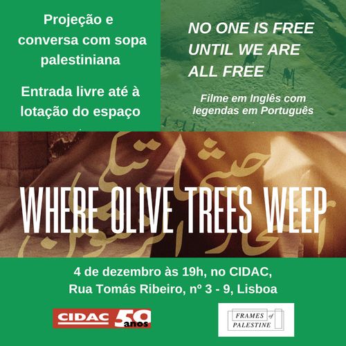 Projeção filme Where Olive Trees Weep e conversa com Frames of Palestine