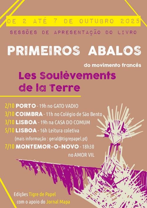 Primeiros Abalos dos Soulèvements de la terre - tour de apresentação do livro Lisboa